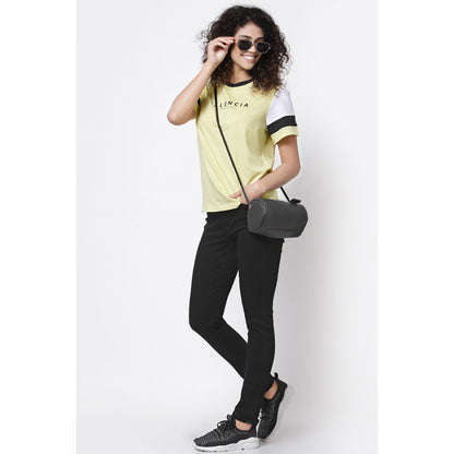 Mode By RedTape Women Lemon Round Neck T-Shirt