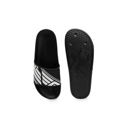 RedTape Men's Black/White Sliders