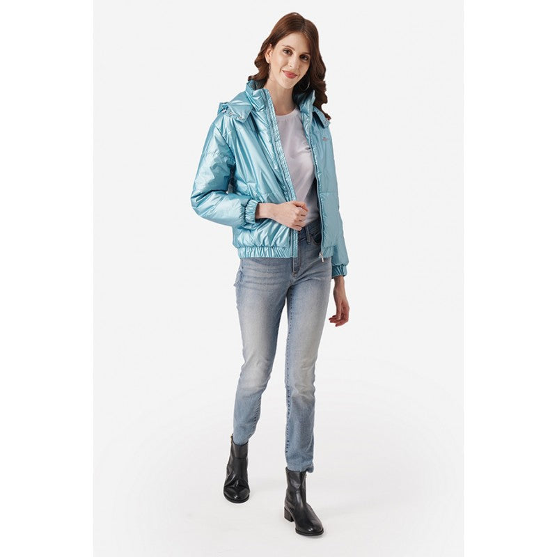 Women Metallic Blue Jacket