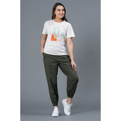 Mode by RedTape Olive Cotton Joggers for Women | Solid Pattern Joggers for Women