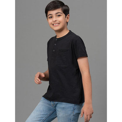 RedTape Black T-Shirt for Boys | Comfortable and Durable