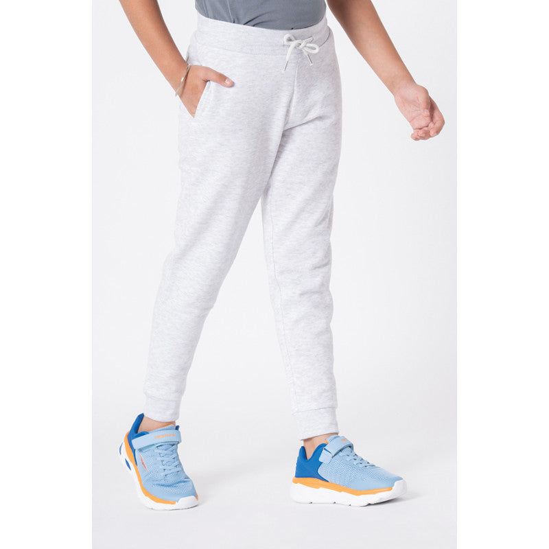 Boy's Light Grey Melange Solid Jogger