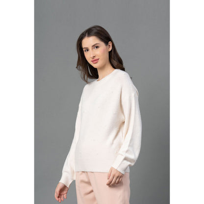 Mode By RedTape Women Off White Solid Sweater