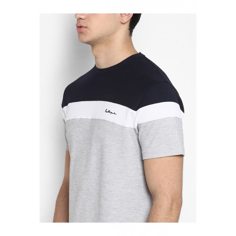 Mens Navy White Grey T Shirt