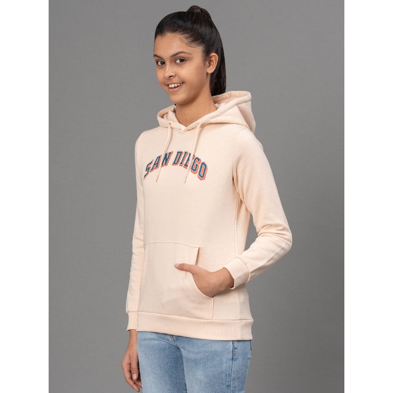 Mode By RedTape Ecru Hoodie for Girls | Warm and Comfortable