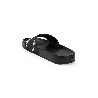 RedTape Men's Black/White Sliders