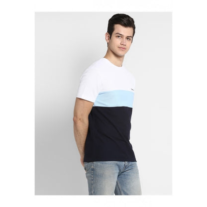 Mens White Powder Blue Navy T Shirt