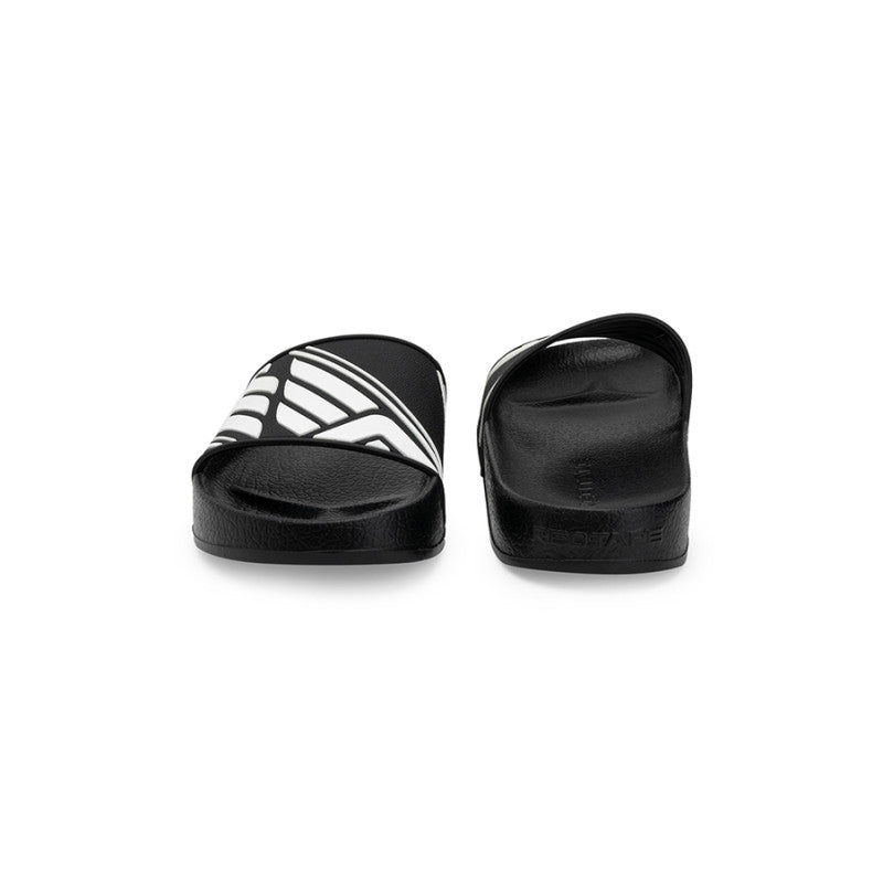 RedTape Men's Black/White Sliders