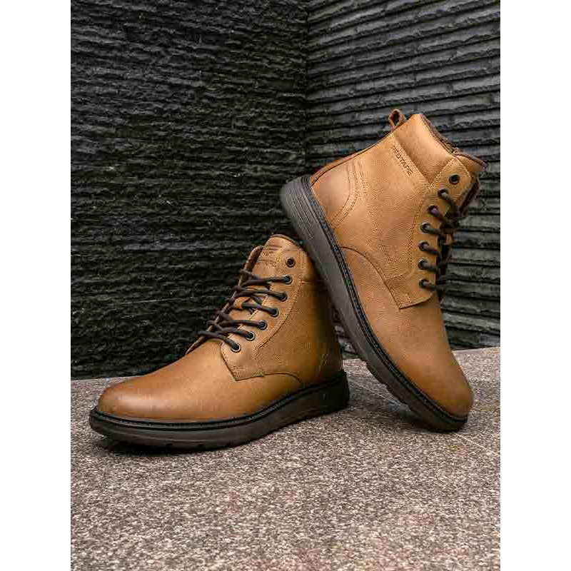 Genuine Leather Ankle Length Boots for Men | Soft Cushioned Insole, Slip-ResisTance, Dynamic Feet Support, Arch Support & Shock Absorption