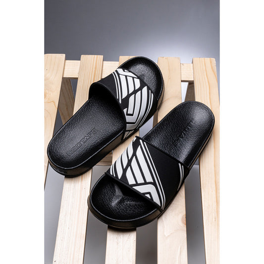 RedTape Men's Black/White Sliders