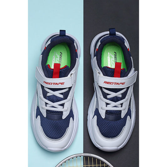 RedTape Unisex Kids White And Navy Sports Shoes